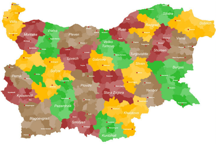 Cities in Bulgaria
